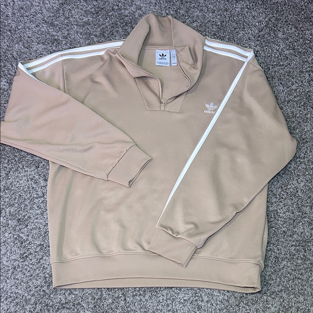 Adidas Beige Quarter-Zip Sweatshirt
